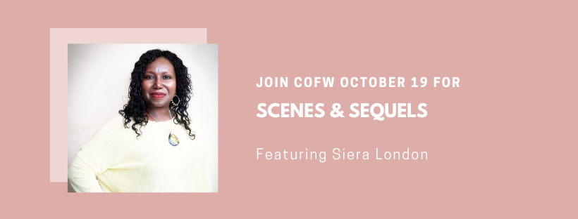 The October 19, 2024 program is by romance writer Siera London. Find all the details at cofwevents.org